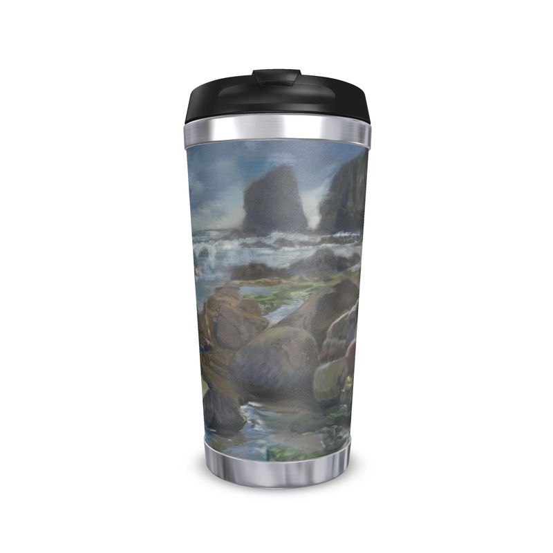 Coastal Stormlight Travel Mug – Rugged Seascape Art for Ocean Lovers