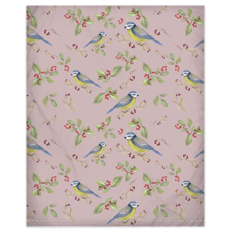 Hand‑Drawn Blue Tit & Berry Pattern Duvet – Nature Inspired Bedroom De