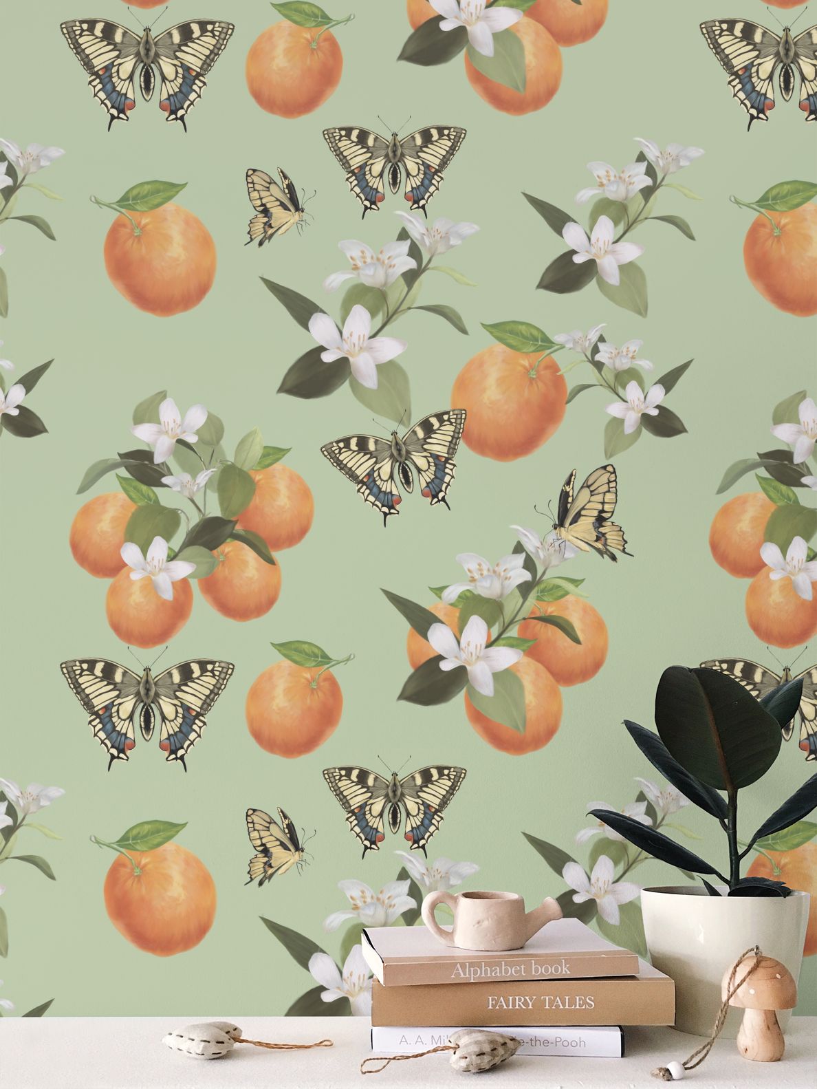 Botanical Oranges & Swallowtail Butterflies