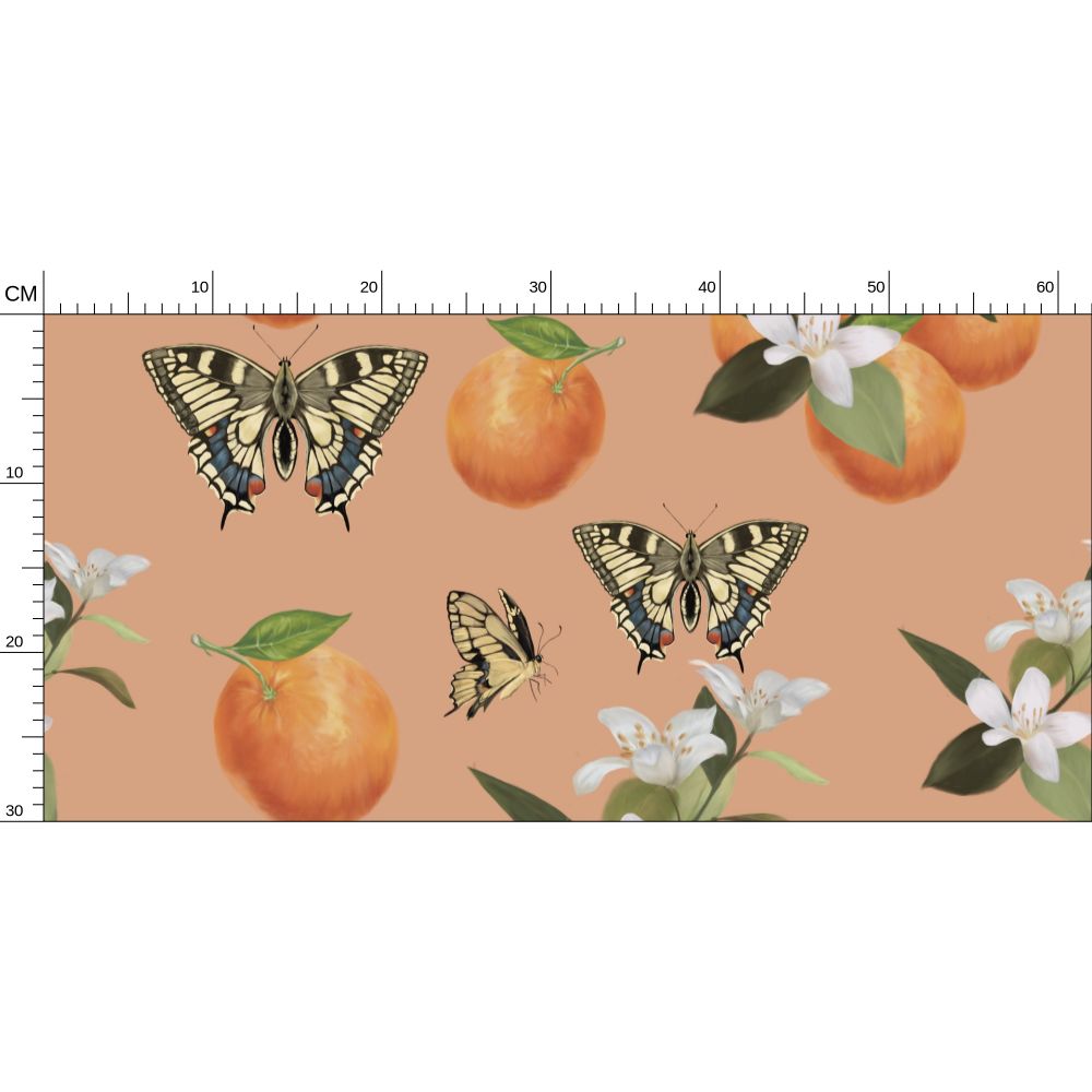 Botanical Oranges & Swallowtail Butterflies