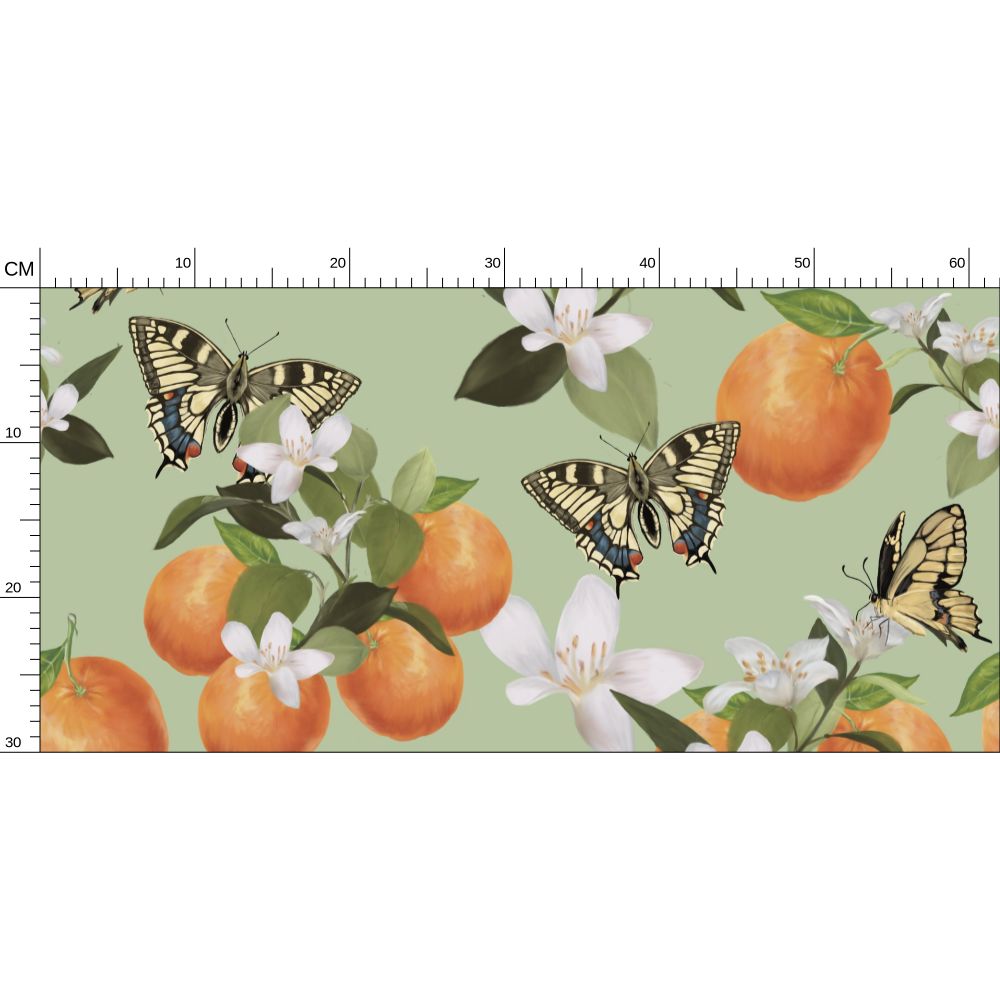 Botanical Oranges & Swallowtail Butterflies